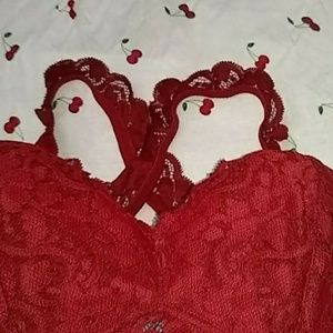 red bralette